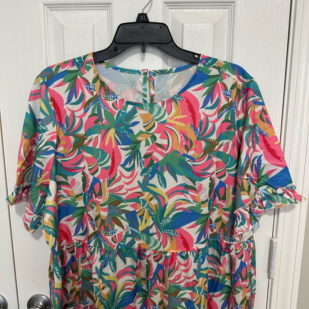 Colorful Tropical Print Dress - Picture 2 of 5